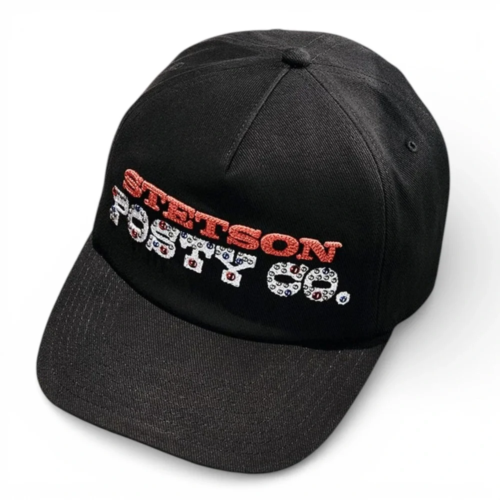 Stetson X Post‎ Malone Hat Studded Posty Ball Cap Black Adjustable Snapback NEW